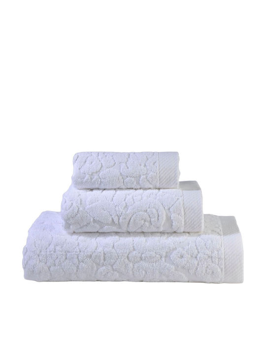 Down Town Home Σετ Πετσέτες Μπάνιου 3τμχ Classic 600 White Βάρους 600gr/m²