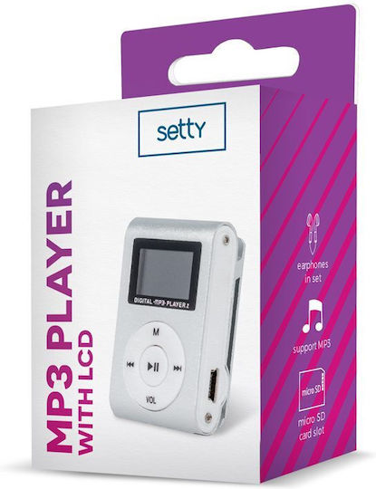 Setty Portable Mini MP3 Player (32GB) με Οθόνη LCD 1" Ασημί
