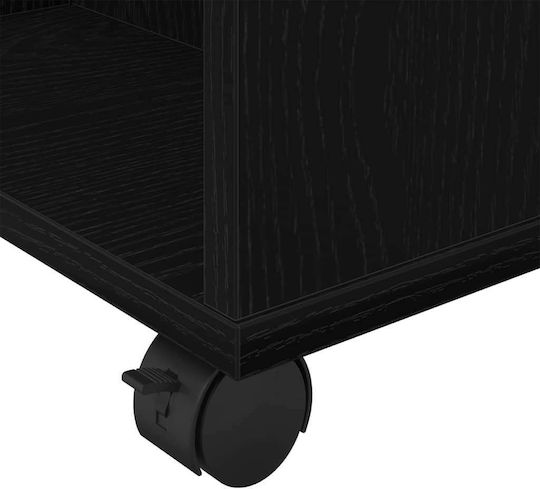Masă Laterală Rectangulară Din Lemn Cu Roți Neagră L60xL53xÎ72.5cm