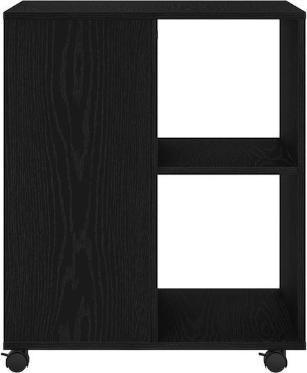 Masă Laterală Rectangulară Din Lemn Cu Roți Neagră L60xL53xÎ72.5cm