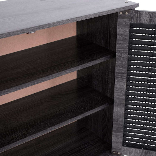 Wooden Shoe Organizer with 2 Shelves Carbon 112x30x68.5cm
