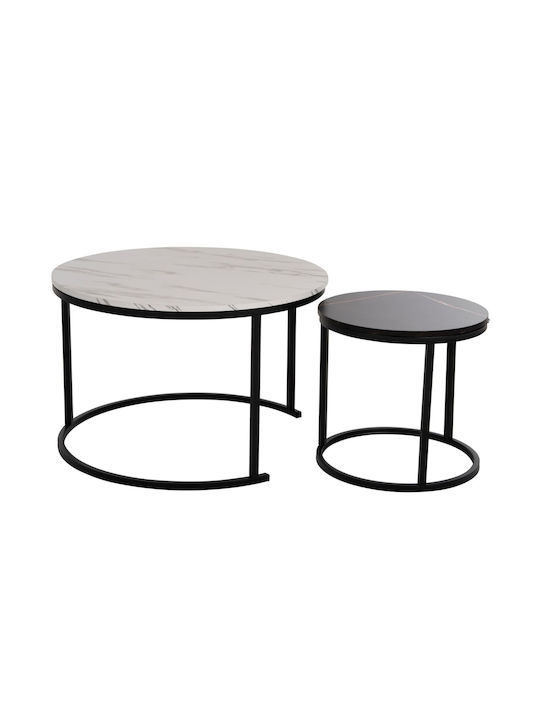 Set Zigon Rotund Din Lemn Negru 2 Buc M80xL80xÎ48cm