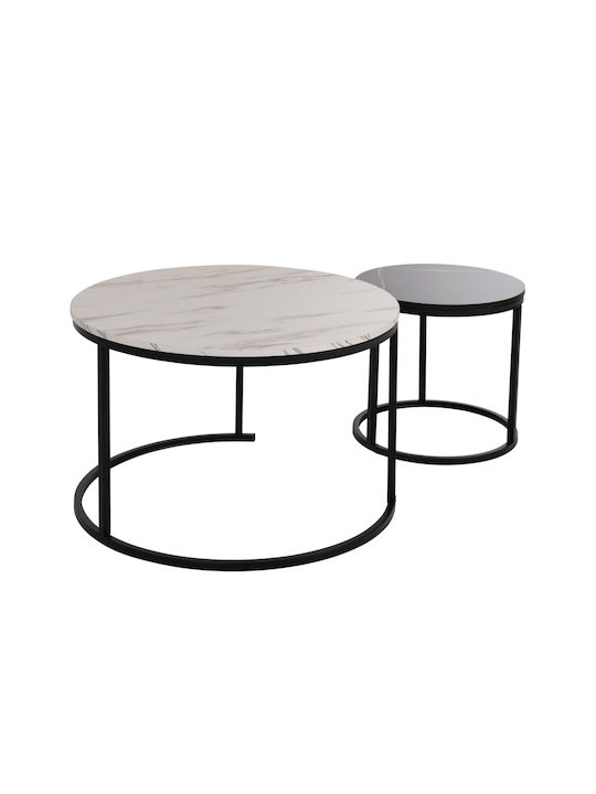 Set Zigon Rotund Din Lemn Negru 2 Buc M80xL80xÎ48cm