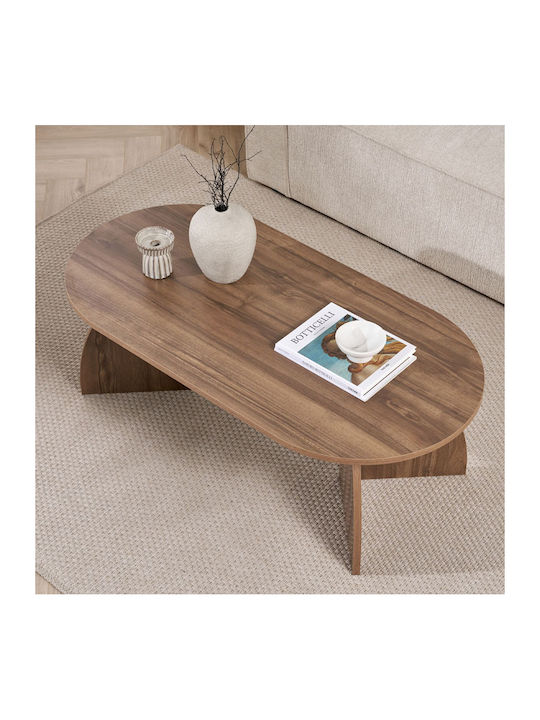 Oval Zentral Kaffeetisch Melina aus Massivholz Venezia Walnut M120xB60xH40cm