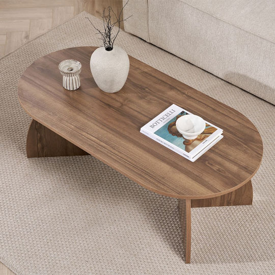 Οβάλ Κεντρικό Τραπεζάκι Melina από Μασίφ Ξύλο Venezia Walnut Μ120xΠ60xΥ40εκ.