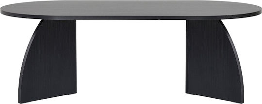 Οβάλ Κεντρικό Τραπεζάκι Melina από Μασίφ Ξύλο Wood Black Μ120xΠ60xΥ40εκ.