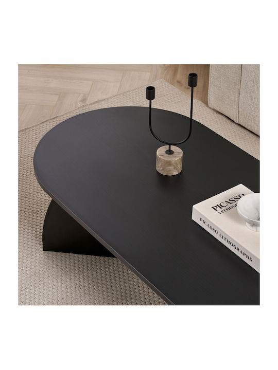 Οβάλ Κεντρικό Τραπεζάκι Melina από Μασίφ Ξύλο Wood Black Μ120xΠ60xΥ40εκ.