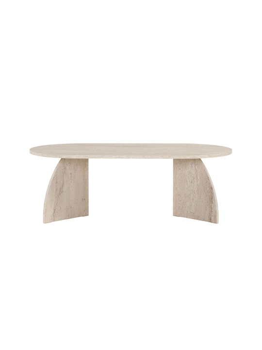 Οβάλ Κεντρικό Τραπεζάκι Melina από Μασίφ Ξύλο Travertine Beige Μ120xΠ60xΥ40εκ.