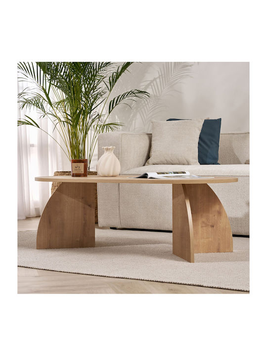 Οβάλ Κεντρικό Τραπεζάκι Melina από Μασίφ Ξύλο Oak Μ120xΠ60xΥ40εκ.
