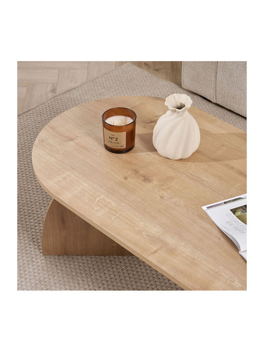 Οβάλ Κεντρικό Τραπεζάκι Melina από Μασίφ Ξύλο Oak Μ120xΠ60xΥ40εκ.