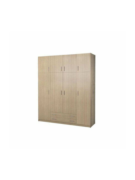 Τετράφυλλη Ντουλάπα με Πατάρι Δρυς 200x60x240cm
