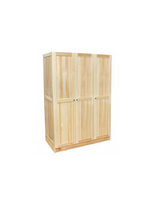 Τρίφυλλη Ντουλάπα Φυσικό χρώμα 126x51x178cm