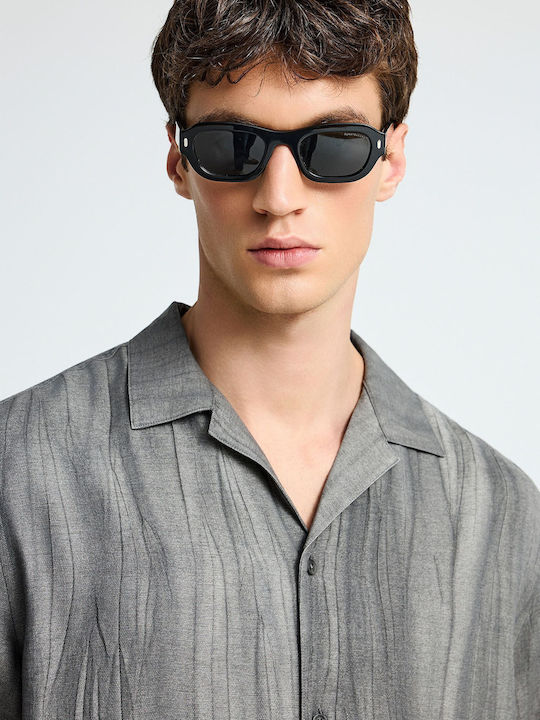 Short Sleeve Linen Shirt Gray