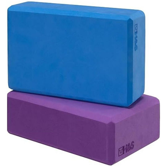 Set 2 Blocuri Fitness Eva Spumă Antiderapantă Albastru Mov 23x15cm