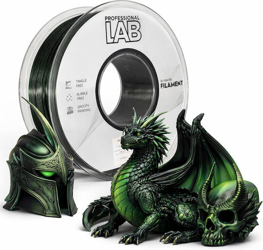 Filament Silk PLA Imprimantă 3D Profesional Lab 1 Kg 1.75 Mm Dublu Culoare Verde Negru