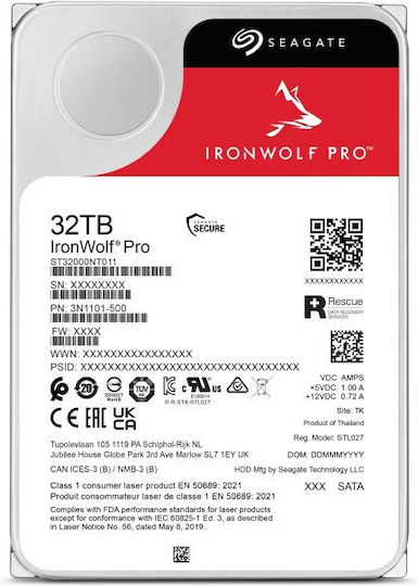Seagate Ironwolf Pro 32TB HDD Hard Drive 3.5" SATA III 7200rpm with 512MB Cache for NAS ST32000NT000