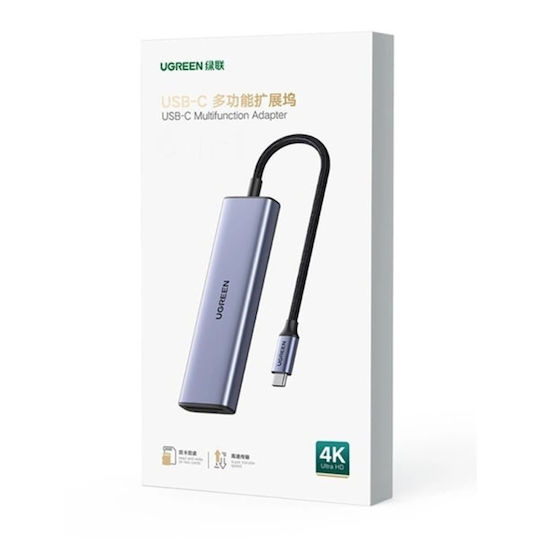 Ugreen Cm511 USB-C Docking Station με HDMI 4K PD Ethernet Γκρι