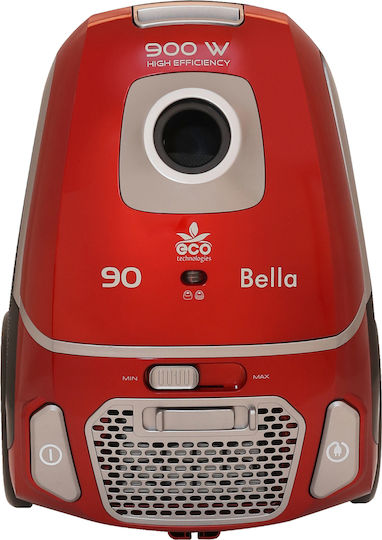 Albatros Bella 90 Eco Ηλεκτρική Σκούπα 900W με Σακούλα 2.5lt Κόκκινη