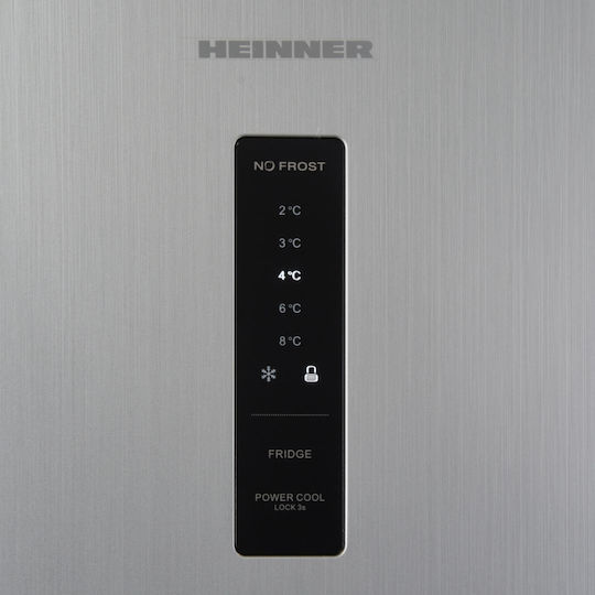 Heinner Combină frigorifică 415lt NoFrost Î178xL70xA68cm. Inox HF-HM415NFSE++