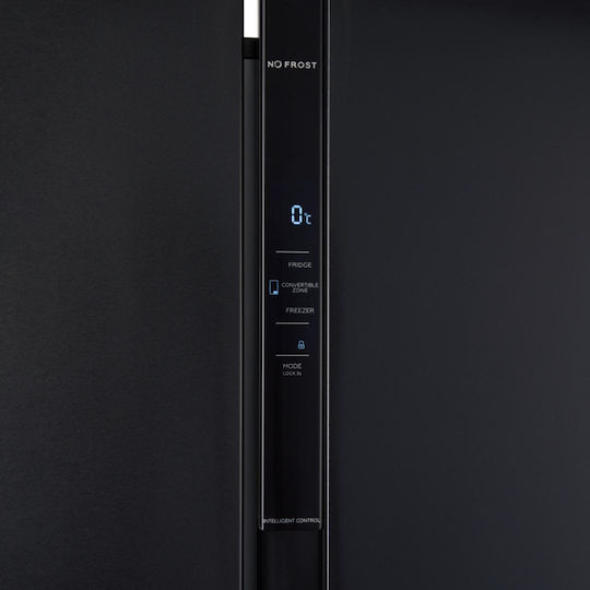 Heinner Side-by-Side Refrigerator 592lt NoFrost H177xW90xD73cm Black HSBS-HM592NFDXWDE++