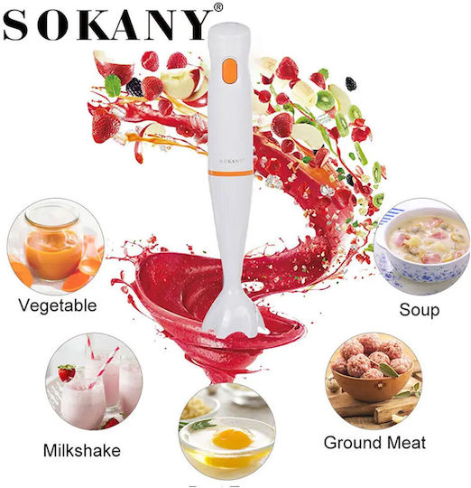 Sokany WK-1702-2 Ραβδομπλέντερ με Πλαστική Ράβδο 300W Λευκό