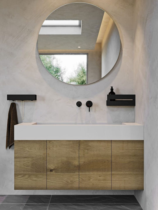 Verdi Wall Mounted Bathroom Shelf Metallic 10x10x27cm Grey