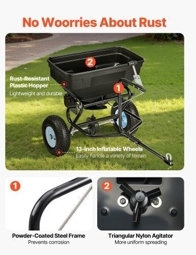 Vevor TCSBJ130LBSPQZ8XK001V0 Wheeled Seed / Fertilizer Spreader with 59kg Capacity