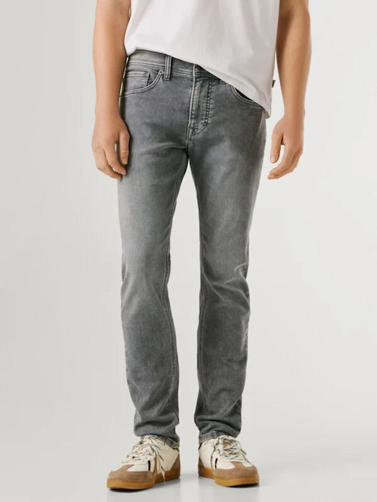Track Men's Jeans Pants with Slim Fit Grey Denim