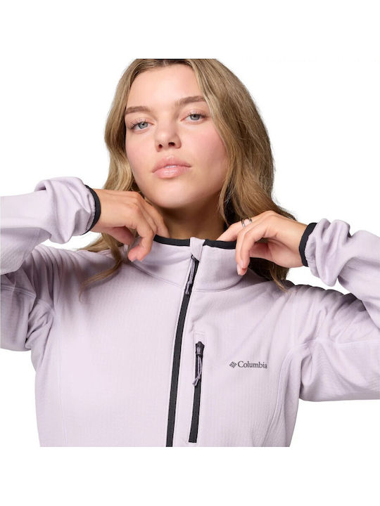 Full Fleece Women's Jacket with Zipper in Purple Colour