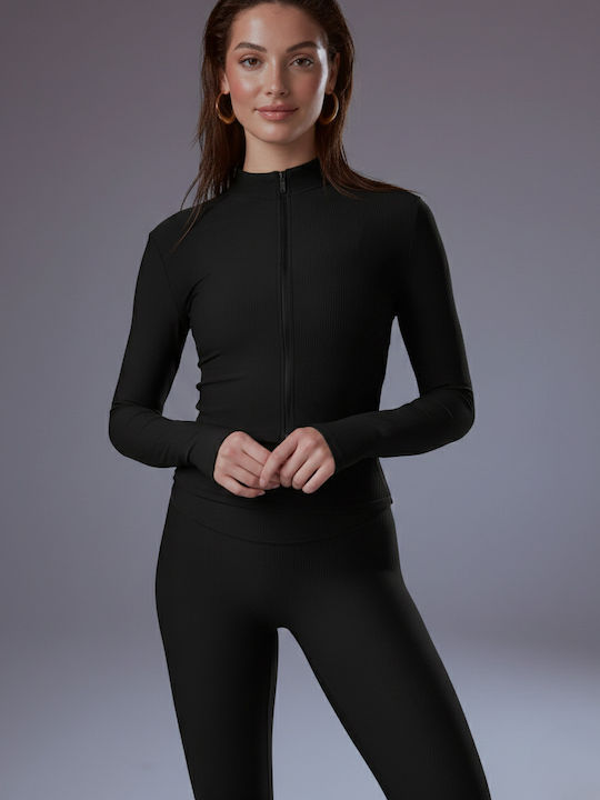 Women's Cardigan with Zipper Black