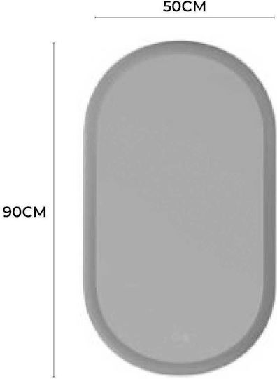 Imex Oval Badezimmerspiegel LED aus Metall 50x90cm Braune