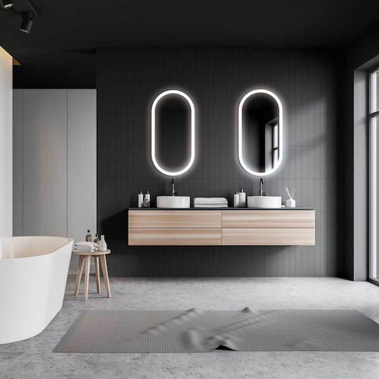 Imex Oval Led Bathroom Mirror Made of Plastic 50x90cm