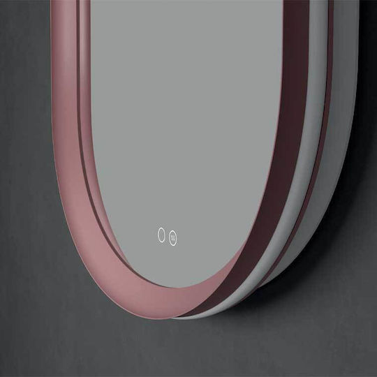 Imex Oglindă Ovală de Baie cu Lumini LED din Metal 50x90cm Roz