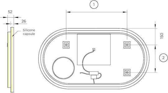 Imex RIMI040 120cm x 60cm Oval Bathroom Mirror Led Black