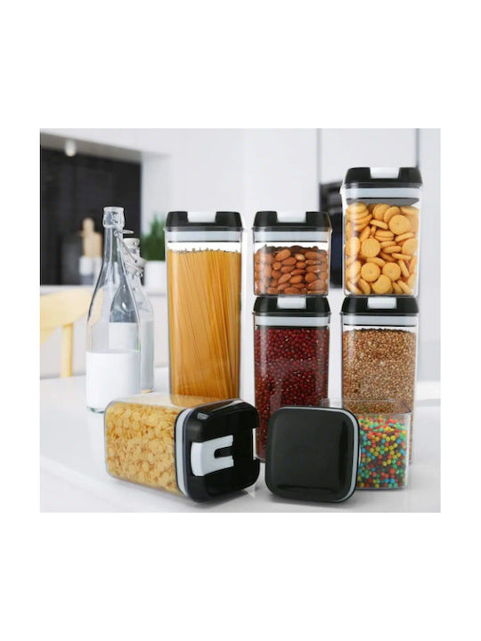 Set 7 Bucăți Vaze pentru Zahăr / Cereale / Paste / Cafea / Ceai cu Capac Ermetic Plastic Transparent