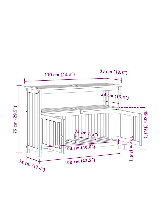 Outdoor Table from Acacia Open Acacia 110x35x75cm