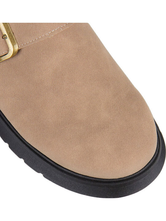 Leather Mules With Heel In Brown Colour