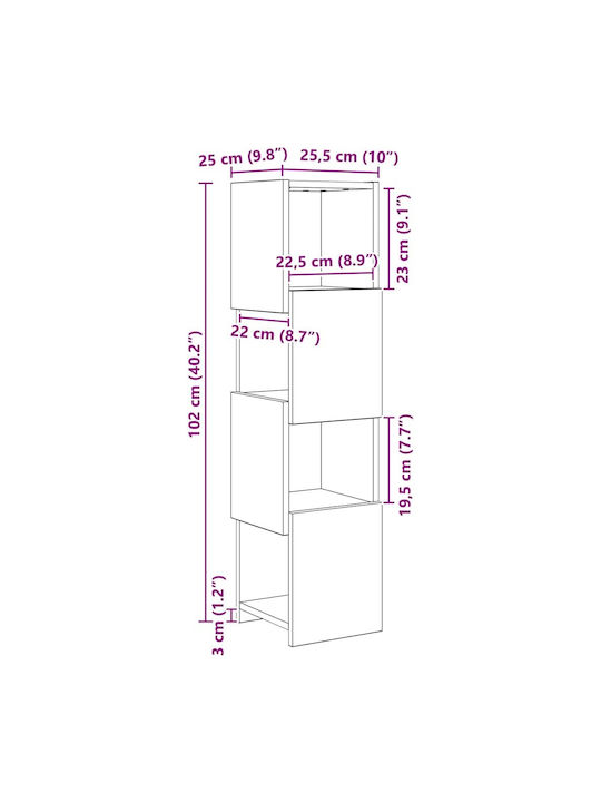 Office Storage Chipboard Cabinet White L25.5xW25xH102cm