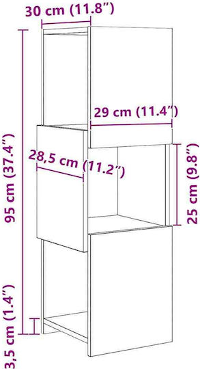 vidaXL Office Storage Cabinet Wooden White 30.5x30x95cm