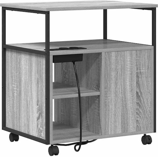 Office Cabinet made of Wood and Metal with Wheels Grey Sonoma 60x46x67cm