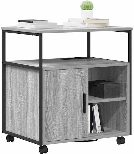 Office Cabinet made of Wood and Metal with Wheels Grey Sonoma 60x46x67cm