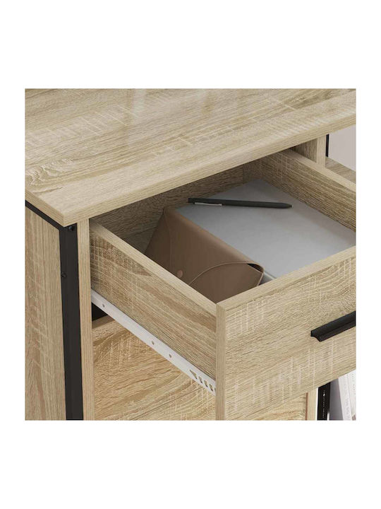 Büroaufbewahrungsschublade und -schrank aus Holz mit Rädern Sonoma Eiche 76x41x72cm