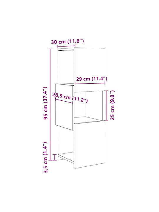 Cabinet De Birou Din Lemn Alb 30.5x30x95cm