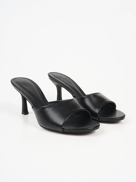 Mules With Thin Heel In Black Colour