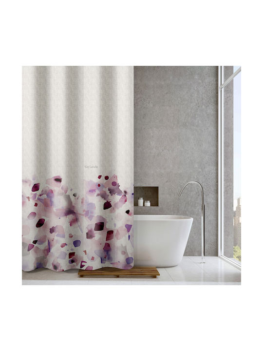 Guy Laroche Carmel Shower Curtain Fabric with Hooks 240x185cm Carmel Melanze