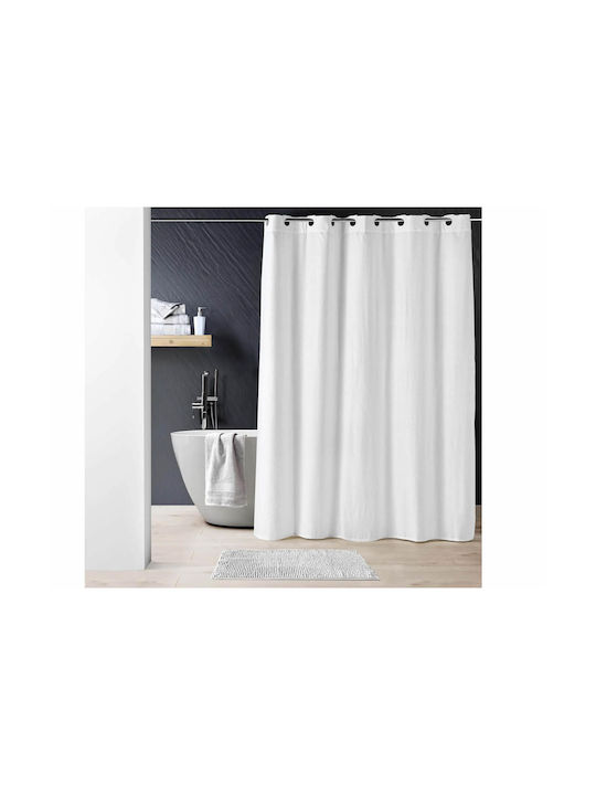 L-C Dotty Κουρτίνα Μπάνιου με Τρουκς 180x200 cm Λευκή