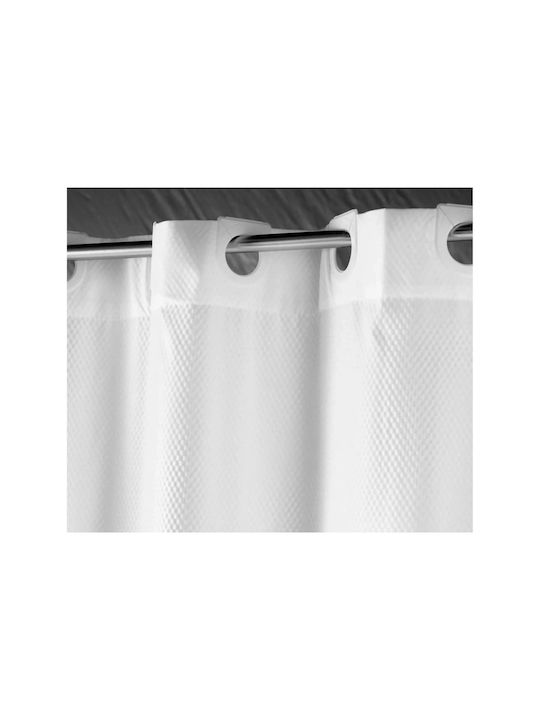 L-C Dotty Κουρτίνα Μπάνιου με Τρουκς 180x200 cm Λευκή