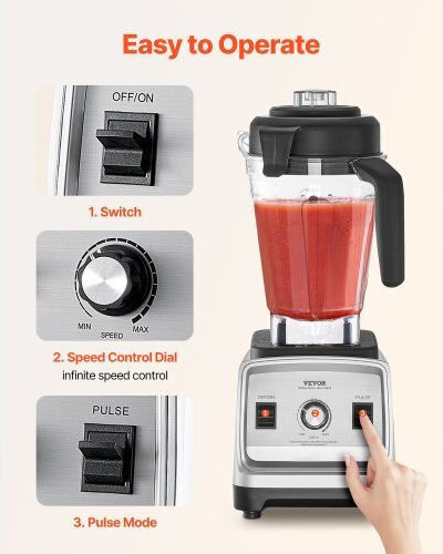 Vevor Blender Cu Cană Din Plastic 2,5 L 1600W Gri BDJYZSBJBJ30V7WQXV2