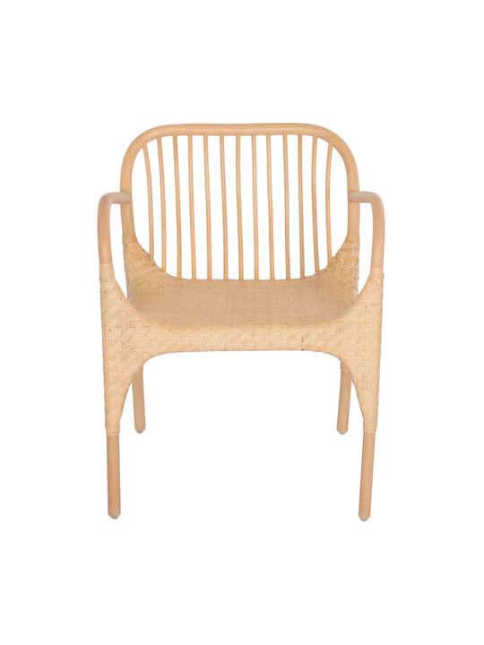 Gibbon Dining Room Wooden Armchair Natural Rattan 62x55x82cm