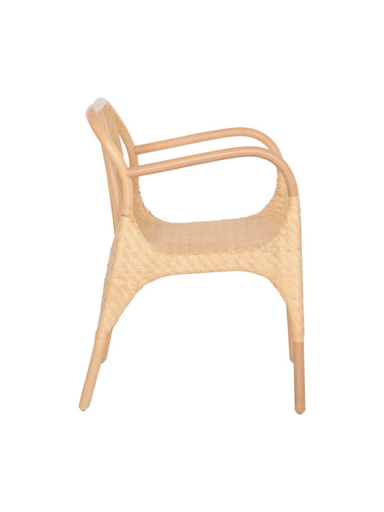 Gibbon Dining Room Wooden Armchair Natural Rattan 62x55x82cm